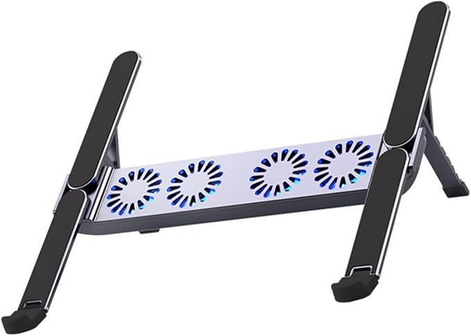 ANGESHA Foldable Laptop Cooling Pad with Quiet Fan and Adjustable Stand for 10-17inch Tablets Aluminum Alloy Design