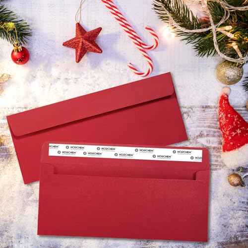 Red #10 Envelopes 100 Count Self Seal Envelopes Red for Business,Invitations Windowless Business Envelopes,Horchen