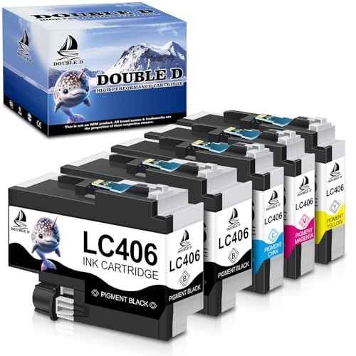 DOUBLE D LC406 Ink Cartridges Compatible Replacement for Brother LC406 LC406XL Work for Brother MFC-J4335DW MFC-J4345DW MFC-J4535DW MFC-J5955DW MFC-J6955DW MFC-J5855DW Printer (2BK/C/M/Y, 5 Pack)