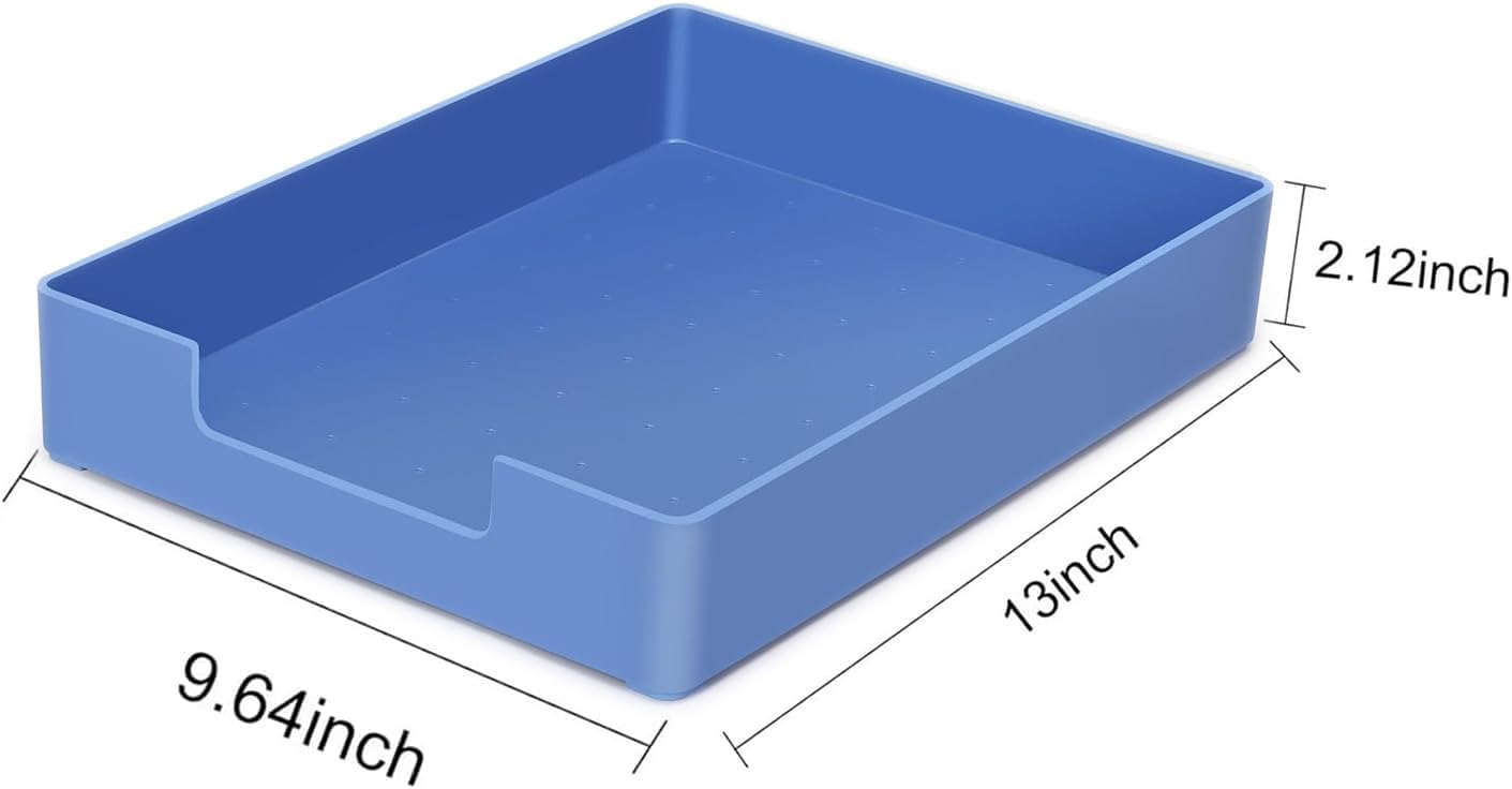 Skiennix Letter-Size Tray - A4 Plastic Desk Drawer Organizer for Office & Home Storage (Blue)