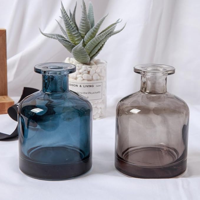 Glass Diffuser Bottles Empty Refillable Glass Container Jar 150ml / 5oz Fragrance Accessories DIY Replacement Diffuser Sticks Sets for Essential Oils Reed Sticks Crafts Spa Home Decoration (Dark Grey)