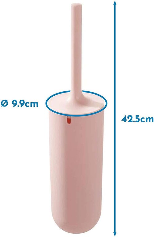 iDesign Cade Toilet Bowl Brush Set - Blush Bathroom Cleaning Tool with Holder (2 Pack)