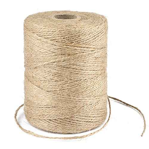 G2PLUS Natural Jute Twine, 1.5MM 984 Feet Gift Wrapping Twine String, 2 Ply Thin Brown Hemp String for DIY Arts & Crafts, Garden Plants, Crochet, Macrame, Christmas