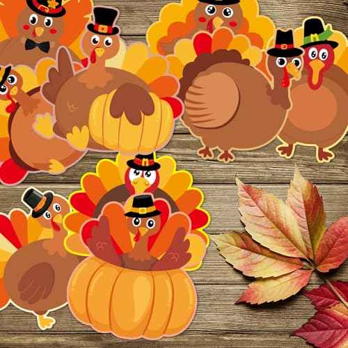 Ceiba Tree Thanksgiving Turkey Cutouts Turkey Bulletin Board Decorations Fall Cut-Outs Decor for Classroom Party Home