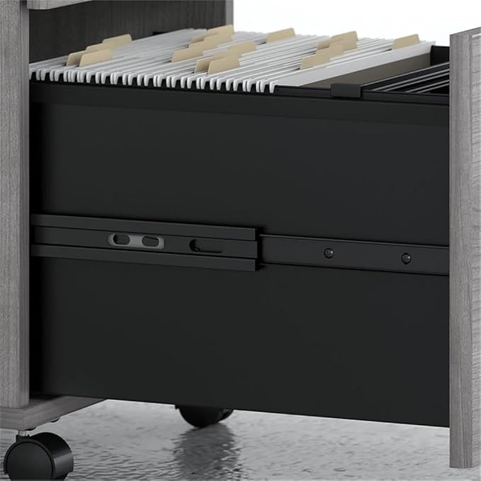 Bush Business Furniture 60W x 30D L Shaped Desk with Mobile File Cabinet, Corner Table and Drawers for Home or Professional Office, Studio C Collection, Black Walnut