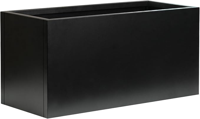 Metal Rectangular Planter Black Galvanized Steel Rectangle Indoor Planter Box Large Outdoor Planters Steel 25" L x 11" W x 13" H Commercial Residential for Patio, Yard, Garden