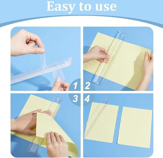 AHANDMAKER 1Pc Tearing Ruler Deckle Edge Tool Acrylic Transparent Paper Crafting Ruler for Scrapbooking Card Making Watercolor Journaling Christmas Birthday Gift Decoration 11.34in