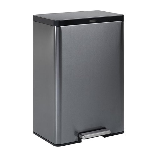 Rubbermaid Elite Stainless Steel Step-On Trash Can - 12 Gallon Charcoal Wastebasket for Home & Office
