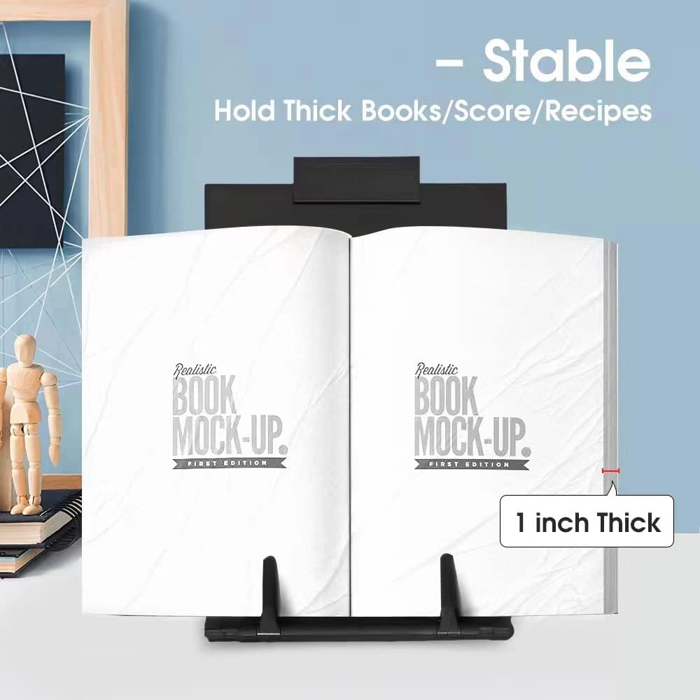 Skiennix Desktop Document Holder Stand - 7 Adjustable Positions for A4 & Letter Size | Black Metal Organizer