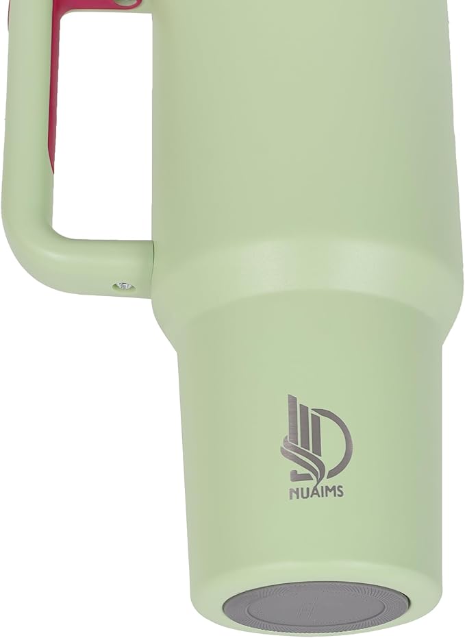 40oz Insulated Tumbler with Handle, Leakproof Straw Lid & Carry Handle - Double Wall Vacuum Insulation Keeps Ice 24 Hours, BPA Free Stainless Steel Water Bottle(Pale Olive)