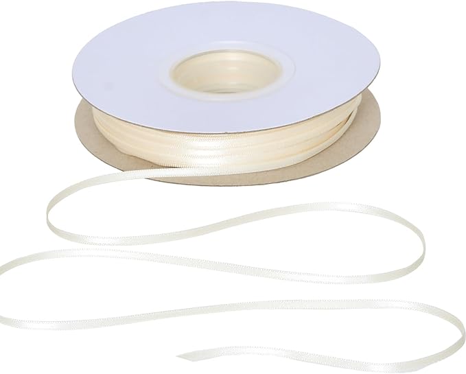 YAMA Ivory Double Faced Satin Ribbon, 1/8 Inch 100 Yards, Cream Ribbon for Gift Wrapping Crafts Hair Bows Wedding Party Decoration