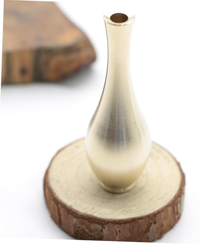 2pcs Mini Brass Vases Compact Antique Tabletop Flower Pots Home Decoration for Living Office Desktop Display