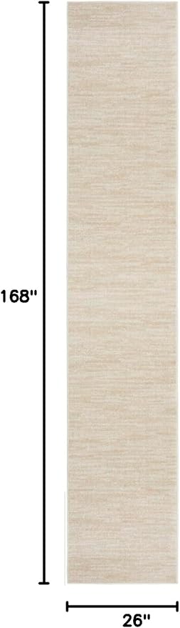 Nourison Home Nourison Essentials Ivory Beige 2'2" x 14' Area Rug - Easy Clean, Non Shedding, Bed Room, Living Room, Dining Room, Kitchen (14' Runner)