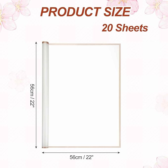 MECCANIXITY Flower Bouquet Wrapping Paper, 56cm/22 Inch Waterproof Floral Wrapping Paper for Flower Bouquet DIY Gift, Wedding, Birthdays, Valentine's Day, Pack of 20(Beige)