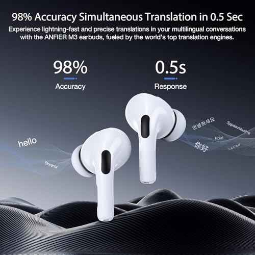 AI Language Translator Earbuds,144 Languages Bluetooth Translator Device and Accents 8 Offline Language Translation, Two-Way Translator Earphones for Language Learning/Travel/Business