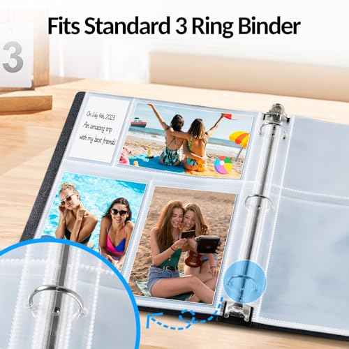 35-Pack 4x6 Clear Photo Sleeves for 3 Ring Binder - 210 Photo Acid Free Plastic Archival Protector Refill Pages for 8.5x11