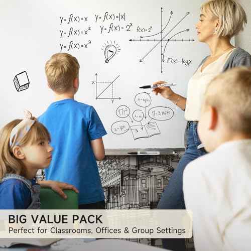 Dry Erase Markers Fine Tip, 30 Pack Black Thin Low Odor WhiteBoard Markers Bulk Set for School Classroom Office Supplies