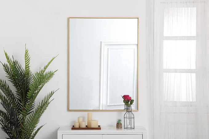 Elegant Decor Eternity 40" x 30" Contemporary Metal Frame Mirror in Black