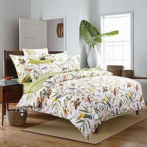 Brandream American Country Botanical Flower Birds Print Bedding 800tc Cotton Sateen Romantic Floral Duvet Cover 3pc Set Colorful Pattern