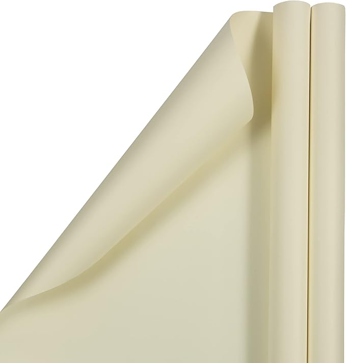 JAM Paper Gift Wrap - Matte Wrapping Paper - 50 Sq Ft Total (30 in x 10 Ft Each) - Matte Ivory - 2 Rolls/Pack