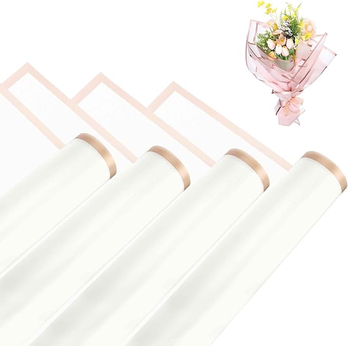MECCANIXITY Flower Bouquet Wrapping Paper, 56cm/22 Inch Waterproof Floral Wrapping Paper for Flower Bouquet DIY Gift, Wedding, Birthdays, Valentine's Day, Pack of 20(Beige)