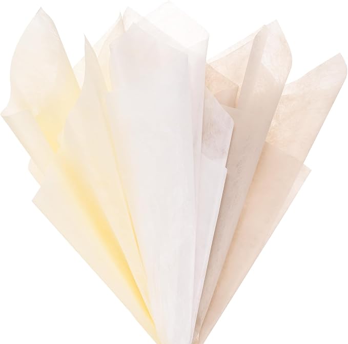 M METERXITY 60-Sheet Korean Cotton Wrapping Flower Paper, Waterproof Floral Wrapping Cotton Paper for Bouquets/Gift Packaging [White,Beige,Khaki]