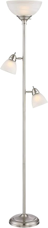 360 Lighting Ellery Modern Tree Torchiere Floor Lamp Standing 3-Light 72" Tall Brushed Nickel Silver Frosted White Glass Shade Decor for Living Room Reading House Bedroom Office