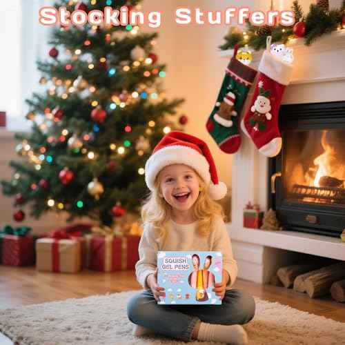 Kawaii Pens Squishies 10pk - Gel Ink Animals Fun Pens - Stocking Stuffers for Kids Girls,Christmas Cute Pens Set for Kids with 20 Refills, Stocking Stuffers for Girls and Children's Party Favors Gifts