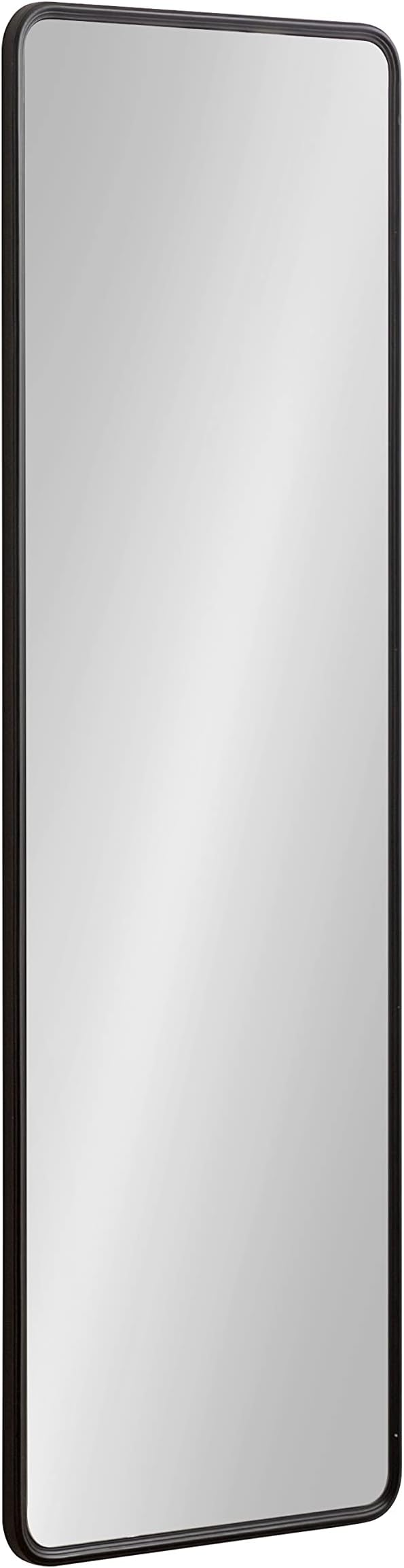 Kate and Laurel Caskill Modern Framed Full-Length Rounded Rectangle Mirror; 16 x 48; Black; Narrow Decorative Round Rectangular Statement Mirror for Wall