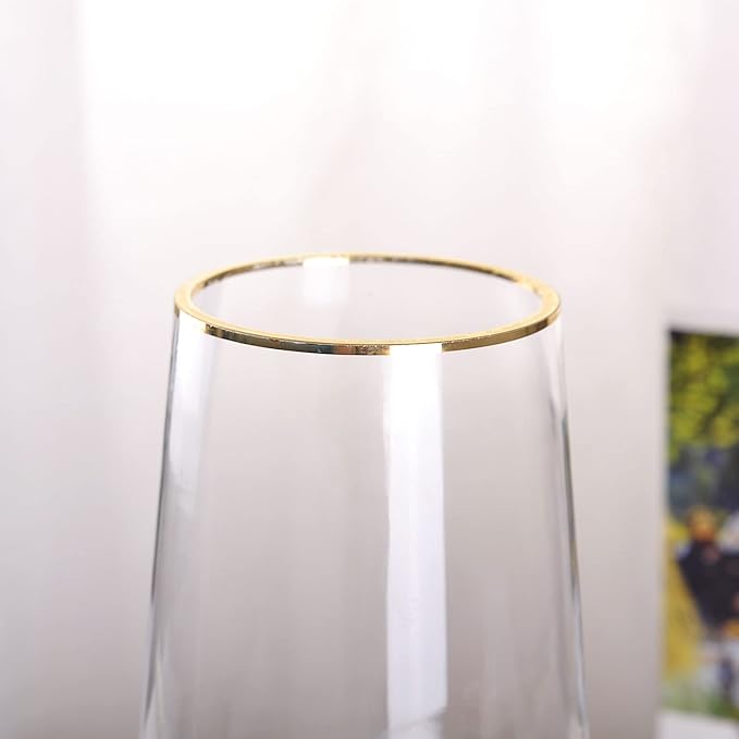 WHJY 9 inch Clear Glass Vase for Table Centerpieces Home Décor, Flower vase Modern Glass Bottles Decorative-White