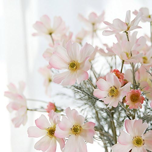 6 Pcs Artificial Calliopsis Flowers Fake Silk Flower Table Kitchen Home Garden Party Wedding Decoration Approx 24'' High Watercolor Pink No Vase