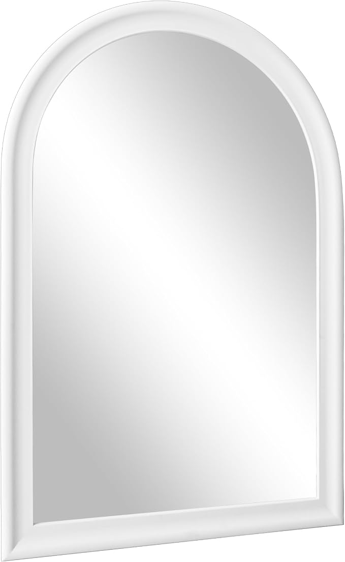 Arched Bathroom Mirror 24x 36 Inch, White Framed Decorative Wall Mount Mirror with Tempered Glass for Entryway, Living Room, Bedroom, Hallway Fireplace Mantel Decor
