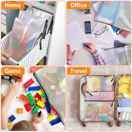 20pcs Plastic Mesh Zipper Pouch Bags, A3 17x12 Inches Extra Large Zipper Bags, Reusable Zipper Pouches for Classroom Office Supplies Organizing, Puzzles & Games, Board Game Organization
