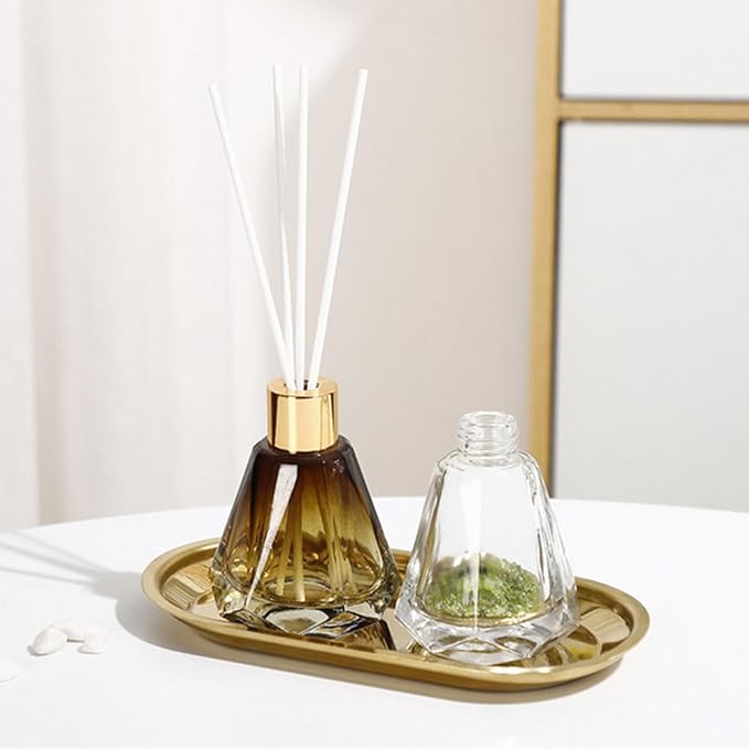2PCS 60ml/2oz Empty Refillable Glass Diffuser Bottle Diffuser Jars Aromatherapy Storage Container Fragrance Accessories Use for DIY Replacement Diffuser Sticks Decor ( Amber Gradation)