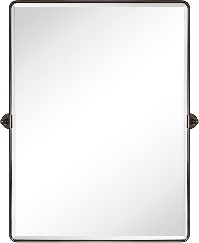 TEHOME Pivot Mirror Oil Rubbed Bronze Tilt Mirror Large Metal Framed Rectangle Tilting Beveled Vanity Mirrors for Wall, Vertical Hanging, Overall 34.14 x 40 inches (Mirrror 30 x 40 inches)