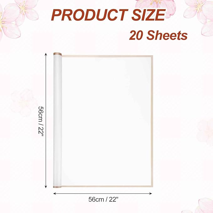 MECCANIXITY Flower Bouquet Wrapping Paper, 56cm/22 Inch Waterproof Floral Wrapping Paper for Flower Bouquet DIY Gift, Wedding, Birthdays, Valentine's Day, Pack of 20(Pure White)