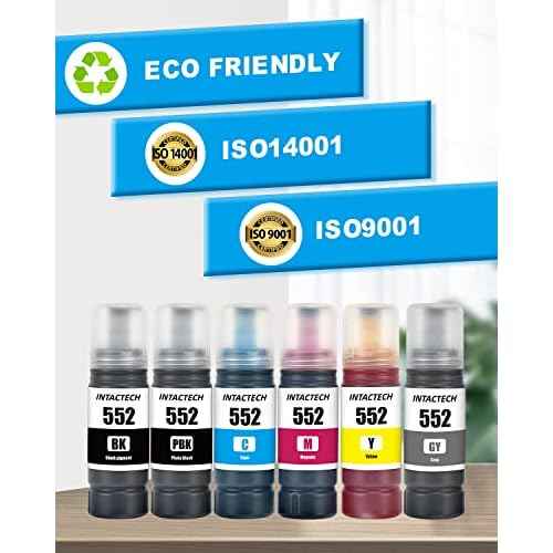 Compatible Ink Replacement for T552 552 (Black, Photo Black, Cyan, Magenta, Yellow, Gray, 6-Pack) Work for ET 8550 ET8500 Printer