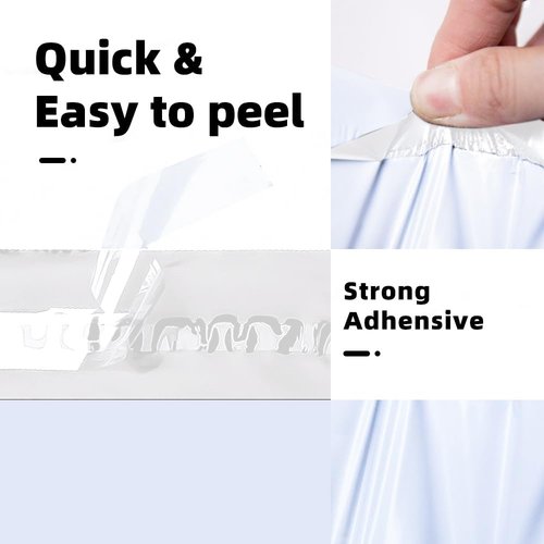 POLYSELLS Poly Mailers - 500 Pcs 12x15.5 Inches White & Silver Shipping Envelopes | Waterproof & Tear-Resistant