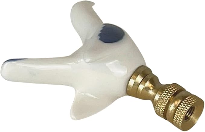 Royal Designs, Inc. Porcelain Bird Finial for Lamp Shade, Polished Brass, Blue & White, Pack of 2
