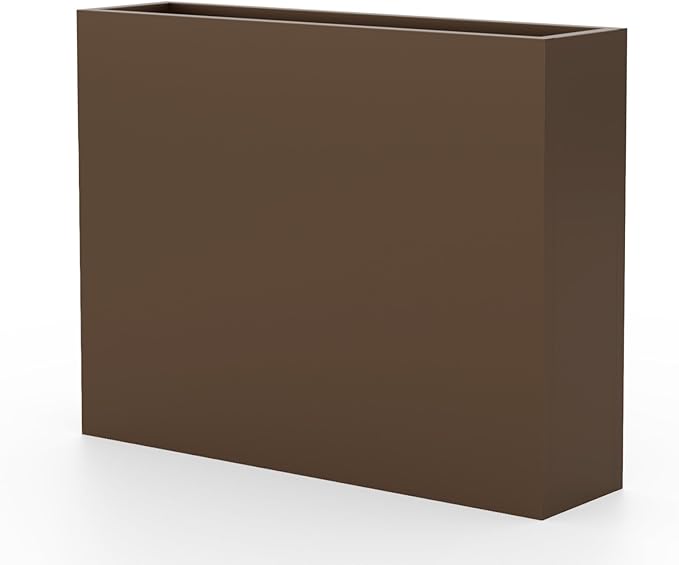 Casaphoriar Metal Planter Box 36"x9"x28", Rectangular Planter with Inner Shelf and Drainage Holes, Perfect for Outdoor Patio and Balcony Decor, Brown
