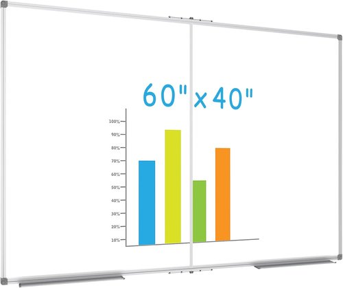 JILoffice Large Dry Erase Whiteboard - 60x40 Inches, Magnetic with Silver Aluminum Frame | Wall-Mounted for Office, Home & School
