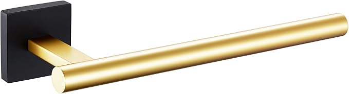 KOKOSIRI Bathroom Towel Bar Hand Towel Holders Wall Mount Toilet Kitchen Cabinet Paper Holder Stainless Steel Bath Hardware Black with Gold, B3008GDK
