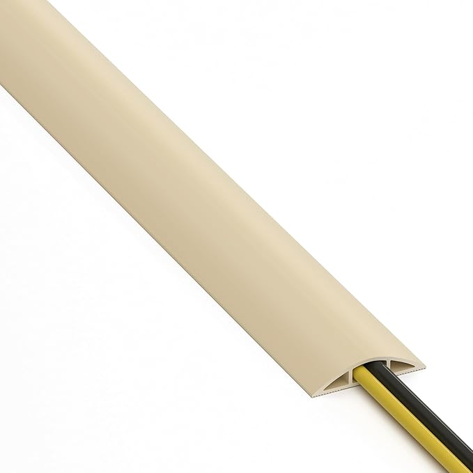ZhiYo 6ft Cord Hider Floor, Soft PVC Cord Covers for Wires on Floor, Wire Cover to Hide Extension Cords, Cable Cover Protect Cords & Prevent Trips, Cable Cavity: W0.6in x H0.32in, Ivory