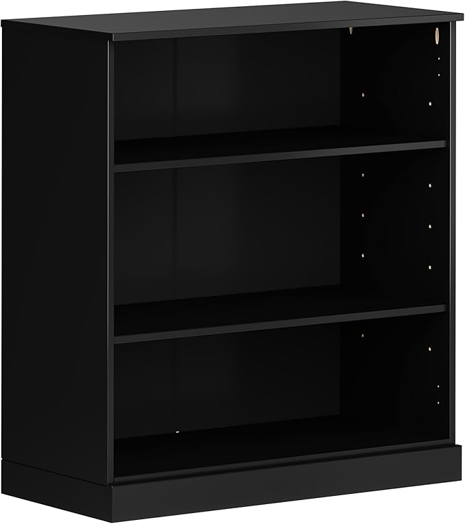 Palace Imports Solid Wood Bookcase - 3 Tier Floor Standing Bookshelf - 36" Short Storage Shelf, 32” W - Black, Display Furniture for Living Space, Renewable 100% Eco-Friendly Wood, Made in Brazil