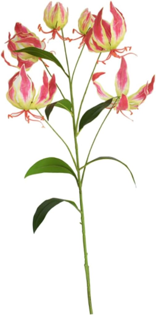Simulated Lily Flower Artificial Bouquet Red Faux Flower Decorative Arrangement for Home Office Wedding Party Props and Vibrant Festival Decor