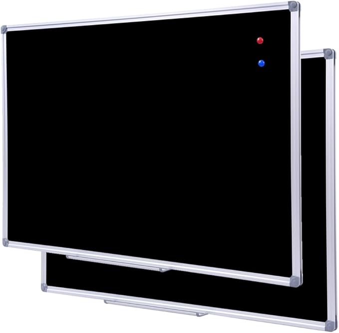 2 Pack Durable 48x36 Inch Large Magnetic Black Chalkboard – Wall-Mounted Hanging School & Office Board with Aluminium Frame & Integrated Marker Tray
