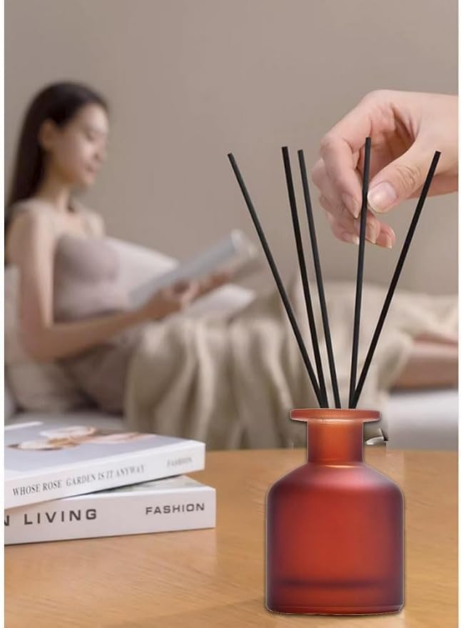 Empty Glass Diffuser Bottles Refillable Glass Container Jar 150ml / 5oz Fragrance Accessories DIY Replacement Diffuser Bottle for Essential Oils Reed Sticks Crafts Spa Home Decoration (Amber)