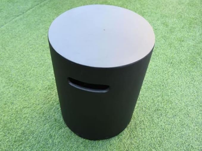 AMS Fireplace | Elementi 20lb Propane Tank Cover (Cylinder - Dark Grey) | Handcrafted Glass-Fiber Reinforced Concrete, Dark Grey Color, Round Shape, Size - 15.7 x 15.7 x 20 inches | Use as End Table