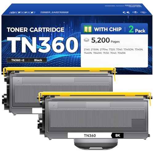 TN360 Toner Cartridge Black 2-Pack Replacement for Brother TN-360 TN330 TN-330 Compatible with DCP-7030 DCP-7040 MFC-7840W HL-2140 MFC-7340 MFC-7440N HL-2170W HL-2150N 7045N Laser Printer Ink