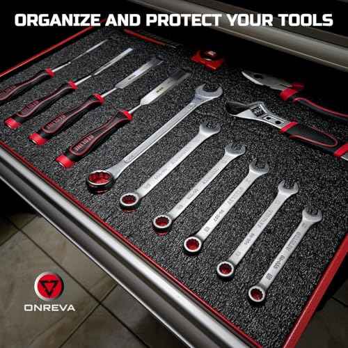 ONREVA Tool Box Foam, 4Pack 16x12x1 inch, Foam Inserts for Cases, Polyethylene Storage Sheets for Toolbox Hard Case, Tool Shadow Insert, Kaizen Organizer Sheet